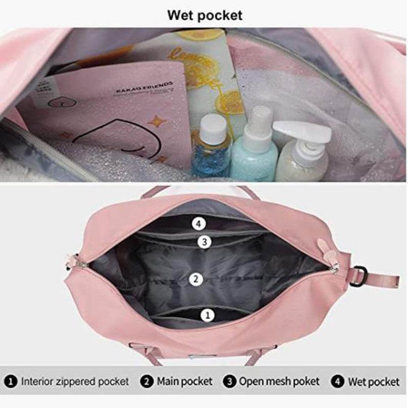 Travel Duffel Bags Sports Fitness Gym Tote Bag Women Weekender Overnight Bag - Mubimart