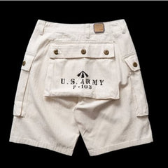 Heavy Weight Washed Khaki Twill Tooling Multi-bag Shorts