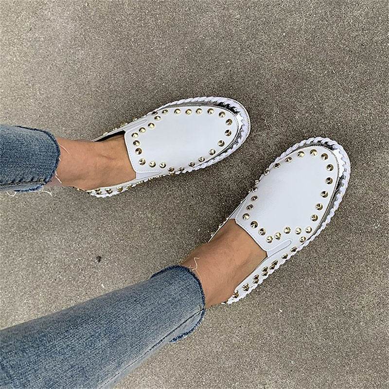 Fashion Rivet Shoes Flat Sneakers Women - Mubimart