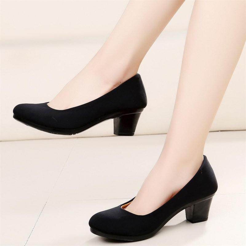 New Spring And Autumn Summer Old Beijing Cloth Shoes Women's Thin Shoes Black Work Shoes High Heels Non-slip Ceremonial Shoes - Mubimart