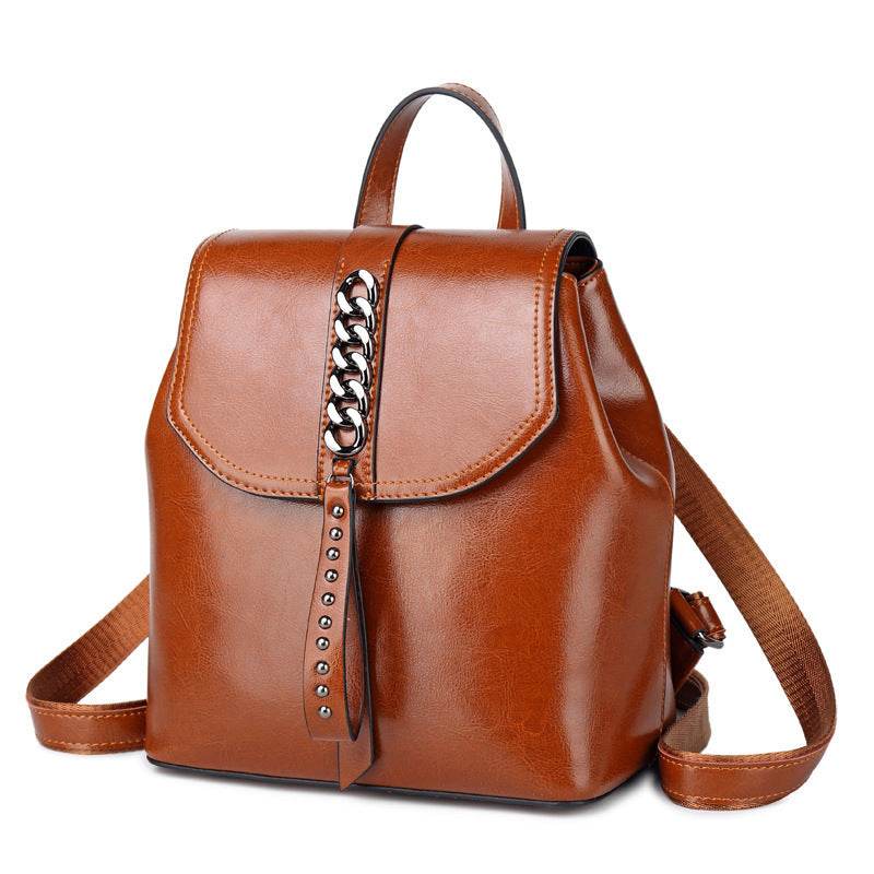 Leather Backpack Women Car Stitching Fashion Leather Casual Backpack Women Travel Backpack - Mubimart