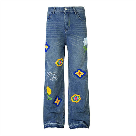 Washed Loose Wide-leg Jeans For Men And Women - Mubimart
