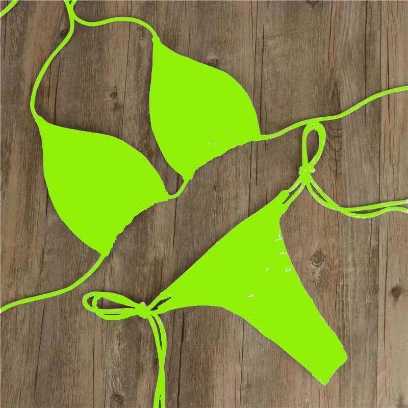 Halter Neck Tie Bikini Ladies Split Tie Swimsuit - Mubimart