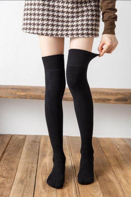 Autumn And Winter Over The Knee Socks Women Plus Velvet Thick Jk High Tube - Mubimart