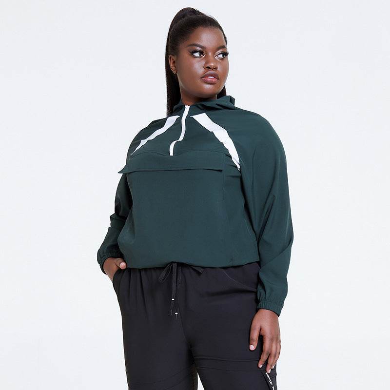 Hooded Running Sweatshirt Women Fitness Yoga Workout Tops - Mubimart