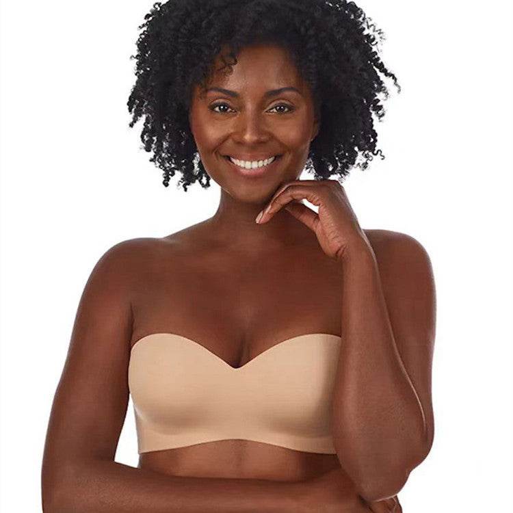 Invisible Strapless Half Cup Traceless Sexy Gathering Bra One-piece Invisible Wedding Dress Off-shoulder Bra For Women - Mubimart