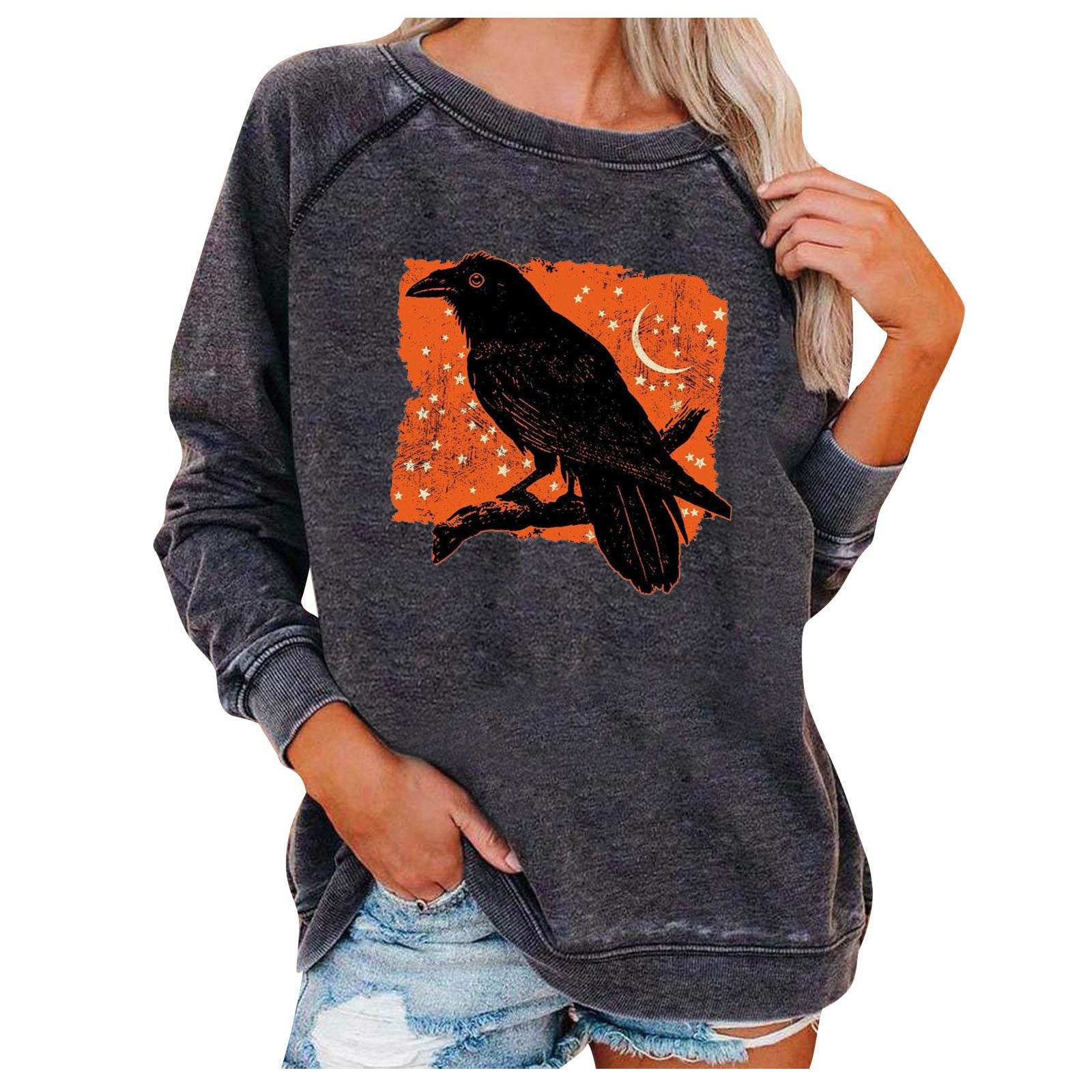 Loose Women's Tops Halloween Themed Sweatshirts - Mubimart