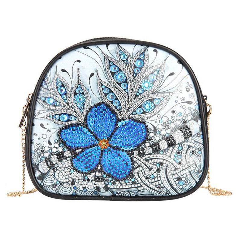 One-shoulder Handmade Point Diamond Satchel Peacock Mandala - Mubimart