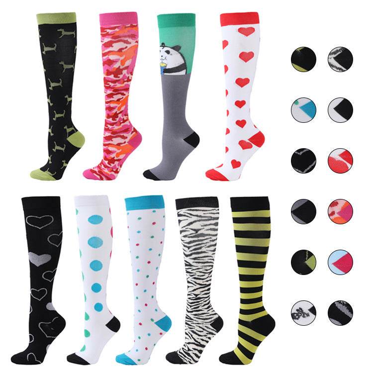 Sports Compression Socks Pattern Stretch Stockings - Mubimart