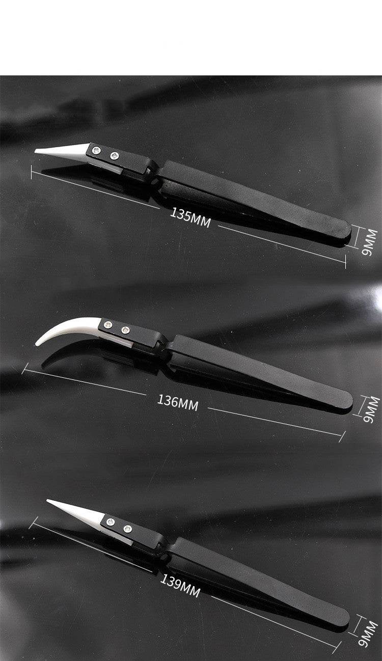 Anti-Static Ceramic Tweezers Black Handle Clamping Tweezers - Mubimart