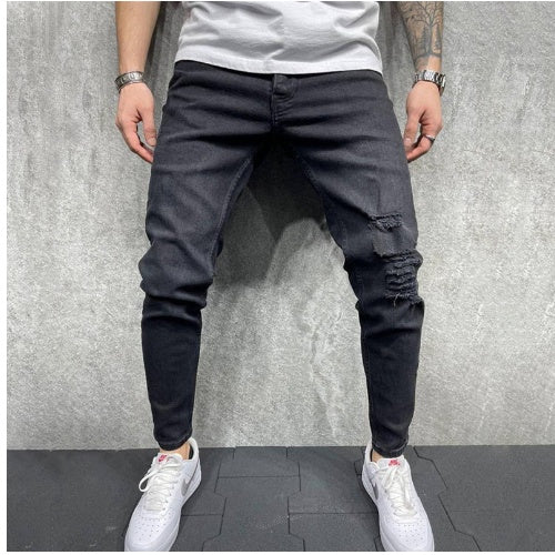 Modische, hellblaue, zerrissene Slim Fit Jeans