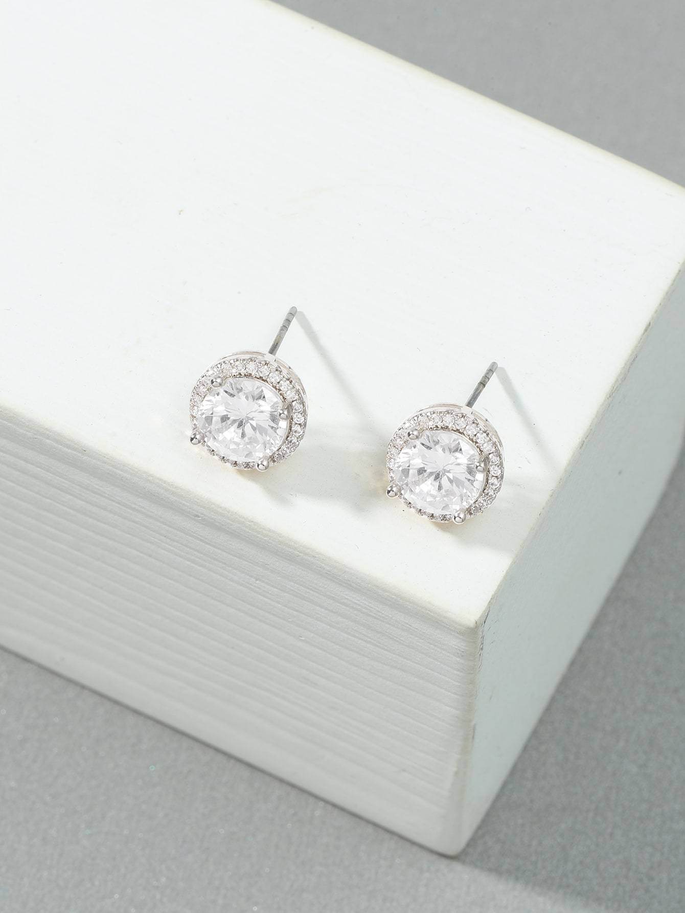 Micro Set Zircon Round Stud Earrings For Men - Mubimart