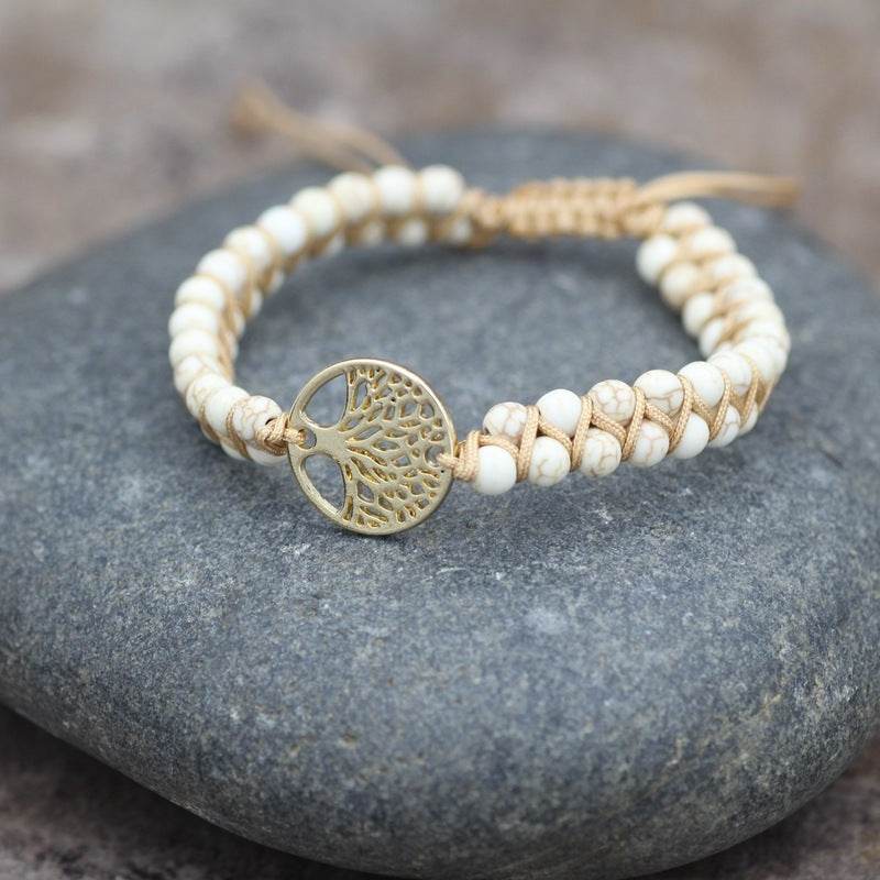 Natural Stone Tree Of Life Charm Bracelet Women - Mubimart
