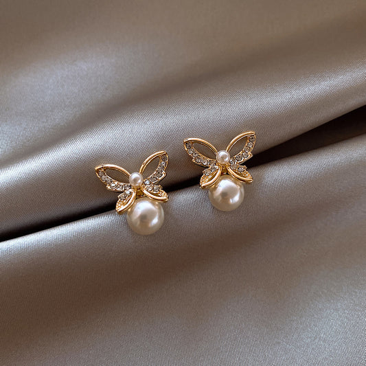 Elegant Rhinestone Pearl Earrings For Women