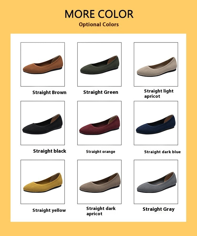 Round Toe Shallow Mouth Fabric Flat Knitted Soft Bottom Boat Shoes