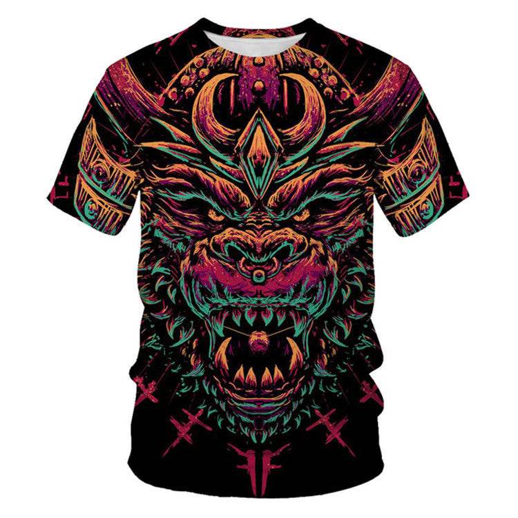 3D Digital Printing Mens Fashion Short Sleeved T Shirt - Mubimart