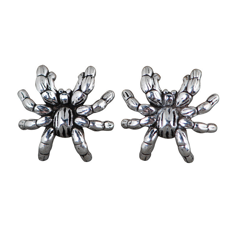 Fashion Men And Women Thai Silver Simple Literary Design Spider Earrings