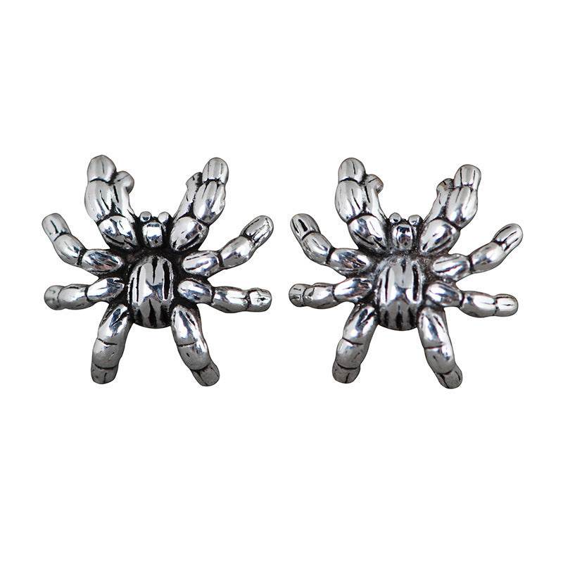 Fashion Men And Women Thai Silver Simple Literary Design Spider Earrings - Mubimart