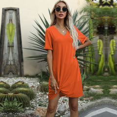 Casual Twist T-shirt Dress For Women