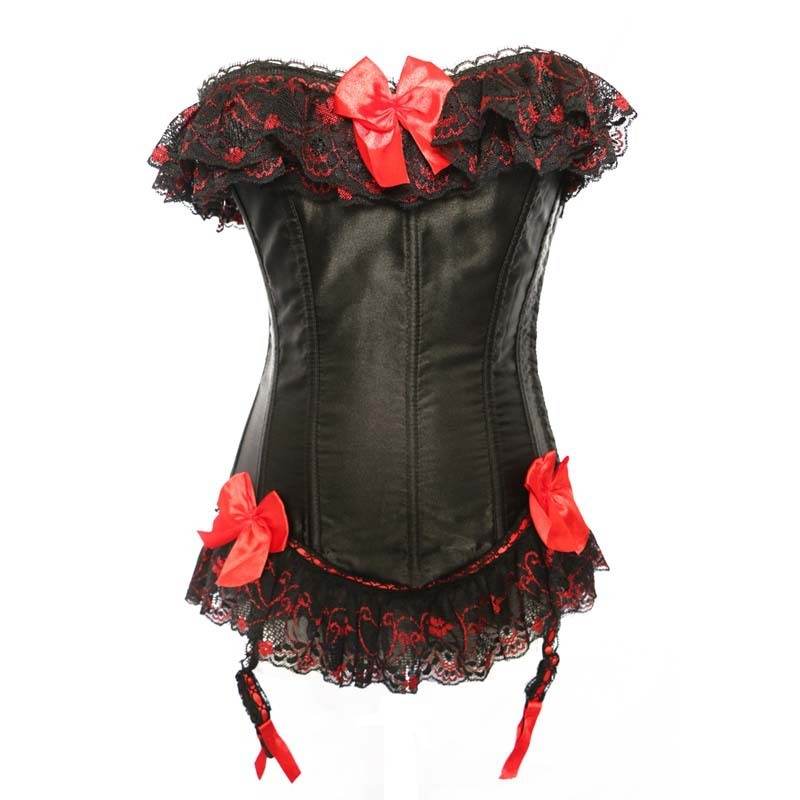 Red And Black Garter Belt Red Lace Body Sculpting - Mubimart