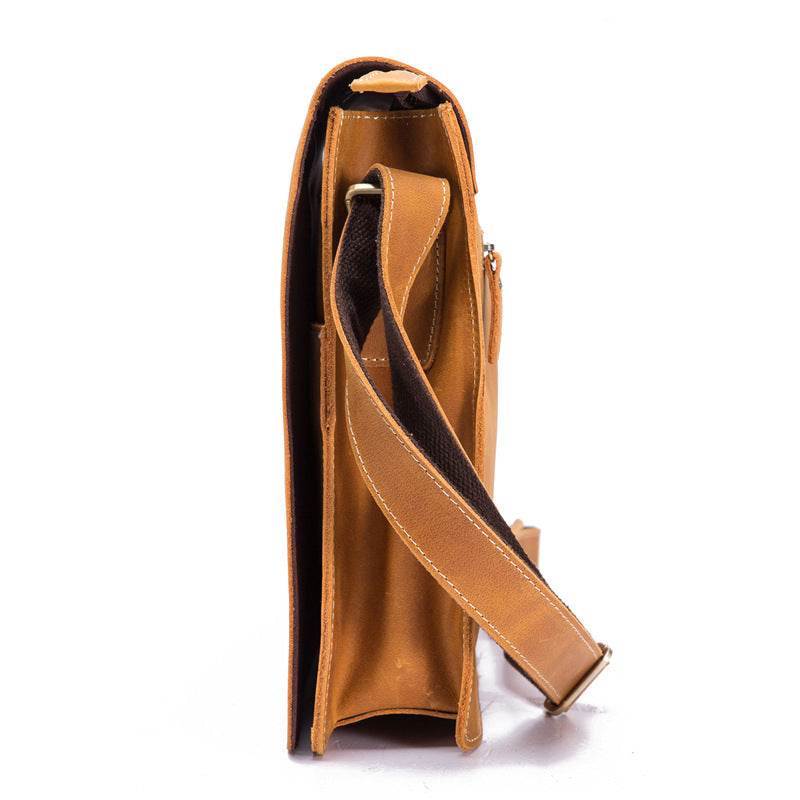 Vintage Leather Crossbody Business Briefcase - Mubimart
