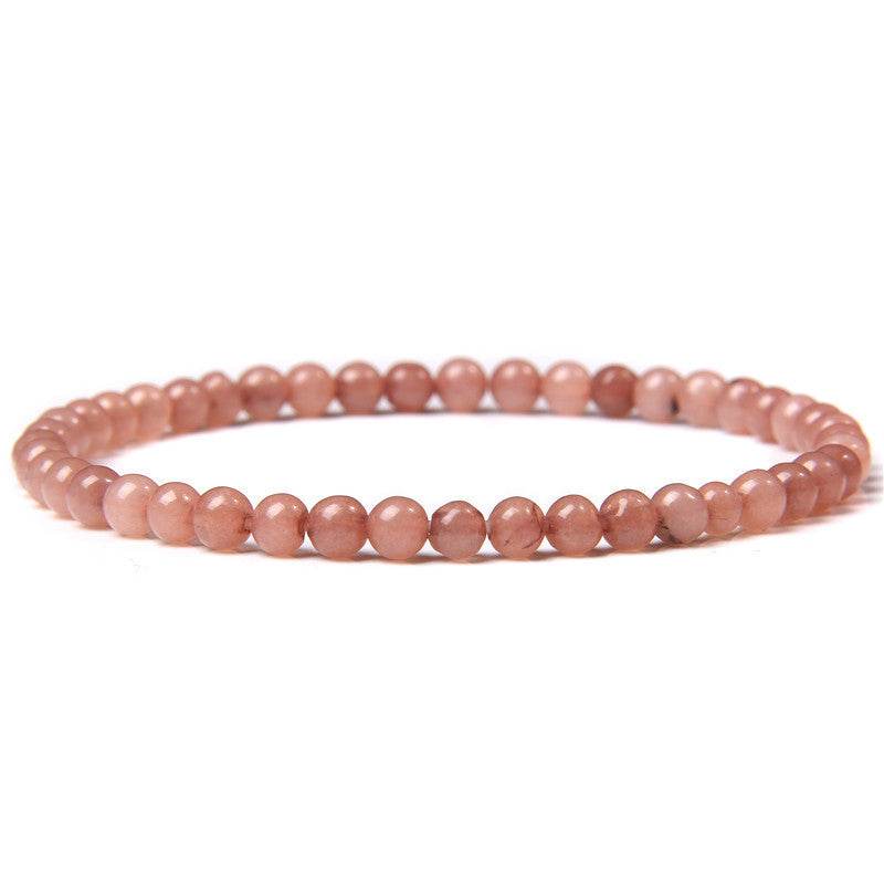 4mm Natural Agate Stone Beads Energy Charm Bracelet For Women - Mubimart