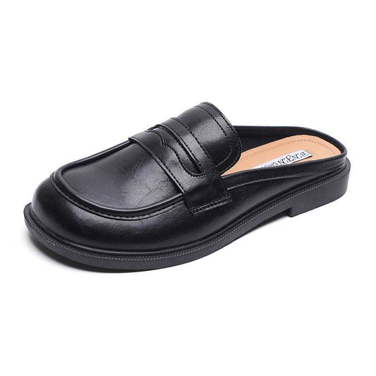 Spring And Autumn Single-layer Shoes Slip-on Toe Semi Slipper Women's Outdoor Vintage Soft Bottom Slippers Women - Mubimart