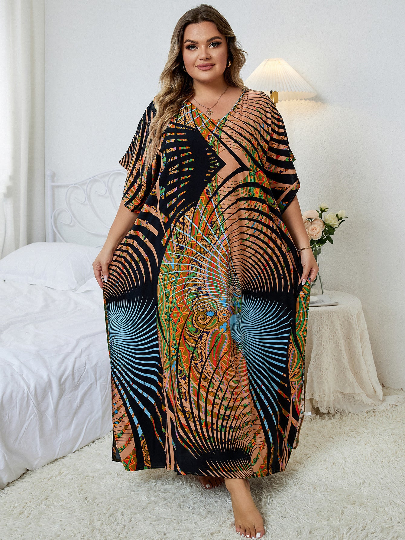 Loose Plus Size Vacation Robe Bikini Cover - Mubimart -  