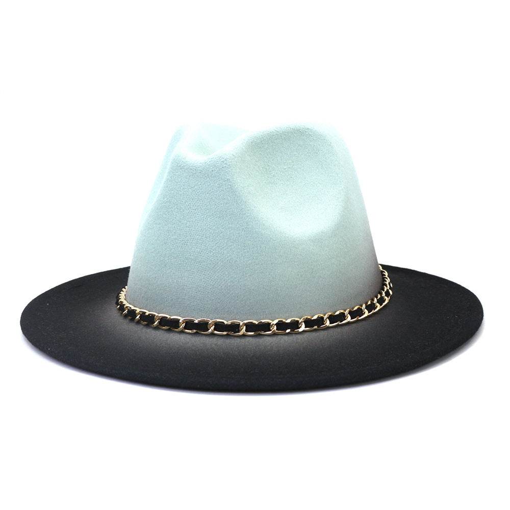 Painted Woolen Flat Brim Autumn And Winter British Style Fashion Fedora Hat - Mubimart