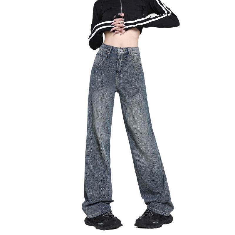 Nostalgic High Waist Wide Leg Jeans For Women - Mubimart
