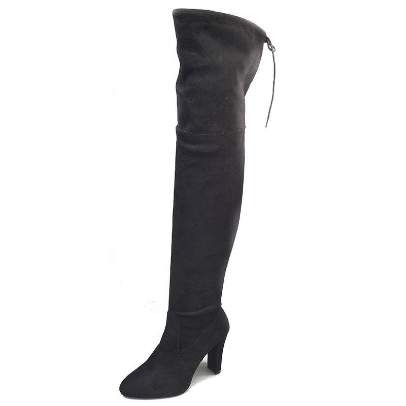 Pointed Toe Chunky Heel Over-the-knee Boots Springy Thigh Boot Women - Mubimart