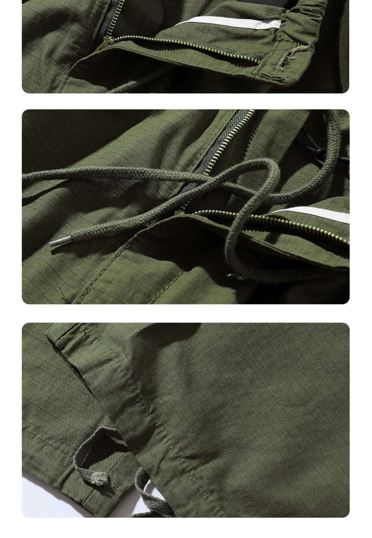 Retro Multi Pocket Khaki Cargo Pants For Men And Women - Mubimart
