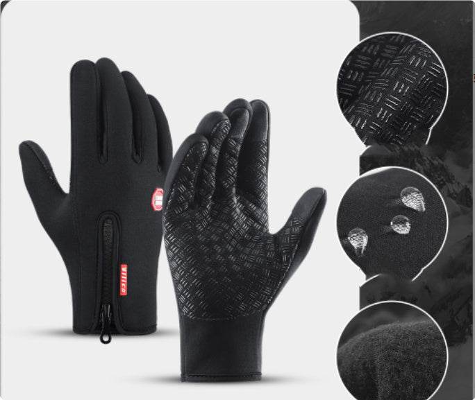 Winter Gloves Touch Screen Riding Motorcycle Sliding Waterproof Sports Gloves With Fleece - Mubimart