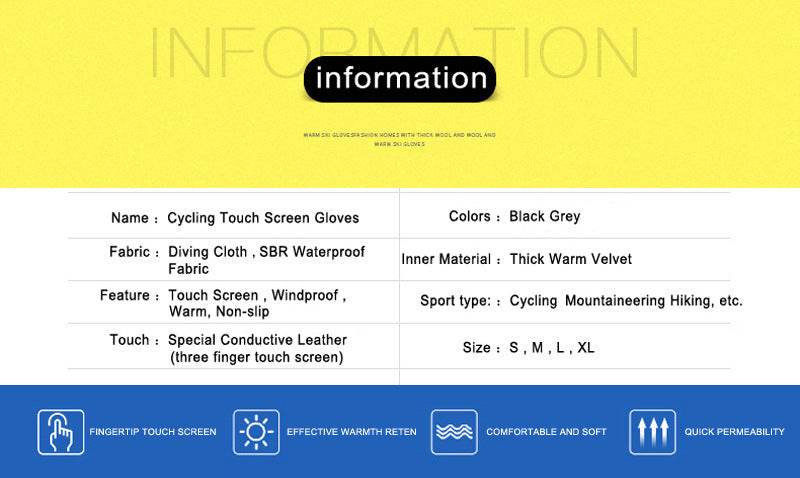 X-TIGER Winter Touch Screen Gloves Full Finger Zipper Touch Screen Men And Women Windproof Warm Cycling Sports Fleece Mountaineering - Mubimart