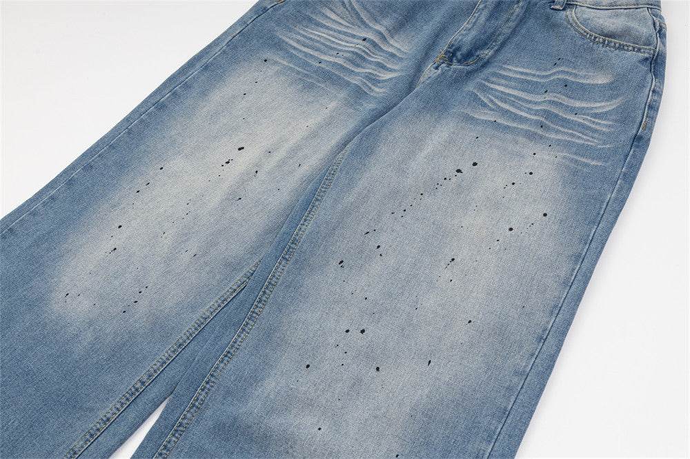 Gradient Loose Wide Leg Jeans For Men And Women - Mubimart