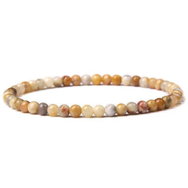 4mm Natural Agate Stone Beads Energy Charm Bracelet For Women - Mubimart