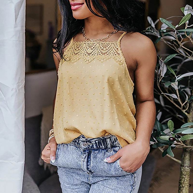 Lace Stitching Casual Ladies Blouse Camisole Women - Mubimart