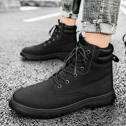British Fashion High-top Boots Outdoor Hiking Trend Men's Shoes - Mubimart