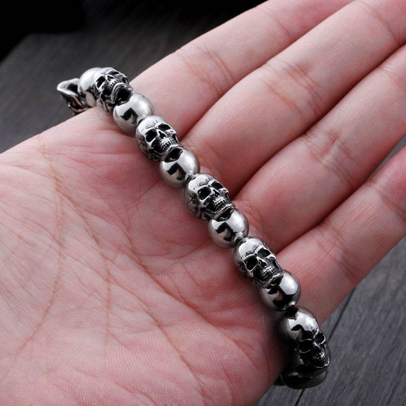 Mens Fashion Simple Titanium Skull Bracelet - Mubimart