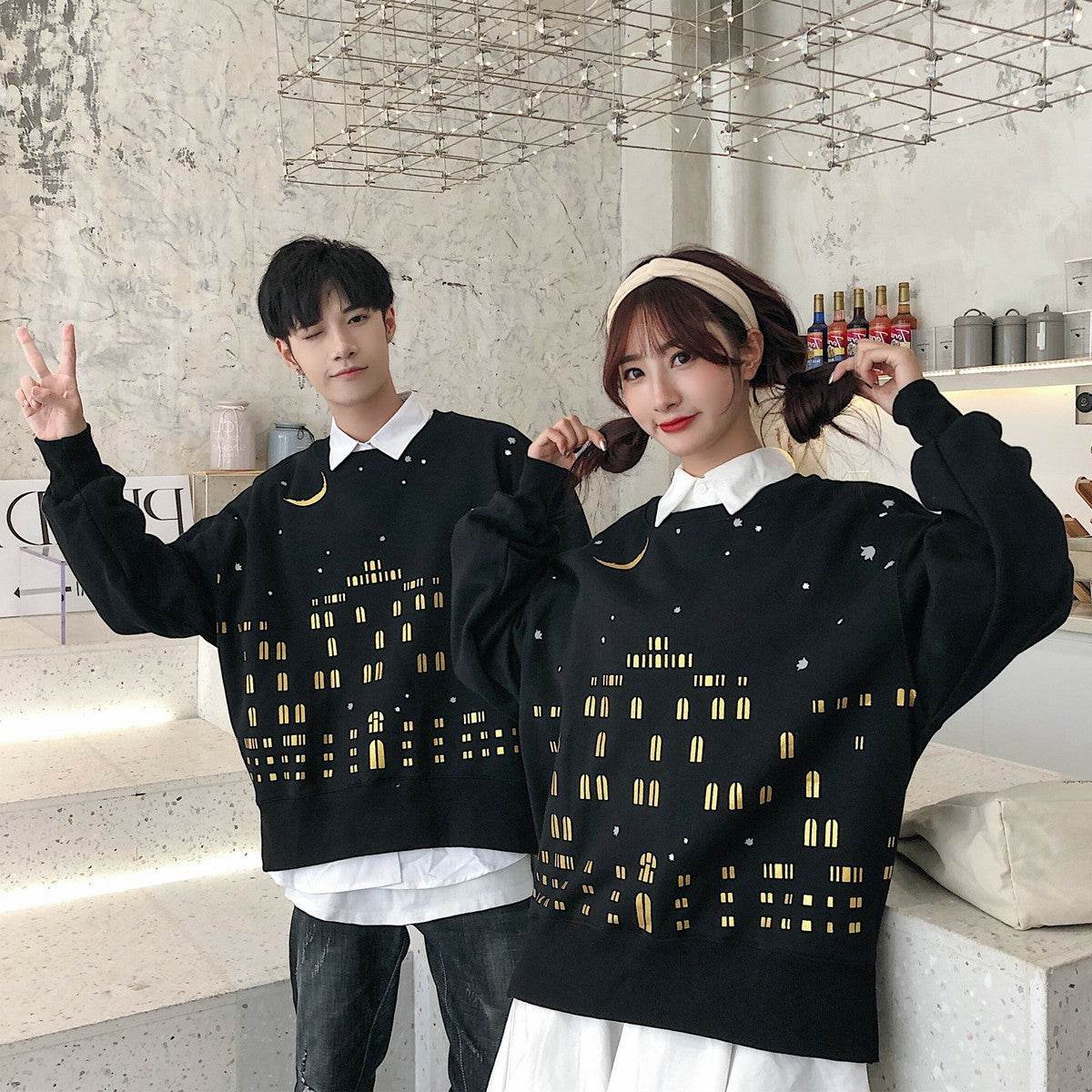 Coat Constellation Loose Plus Size Sweatshirt - Mubimart