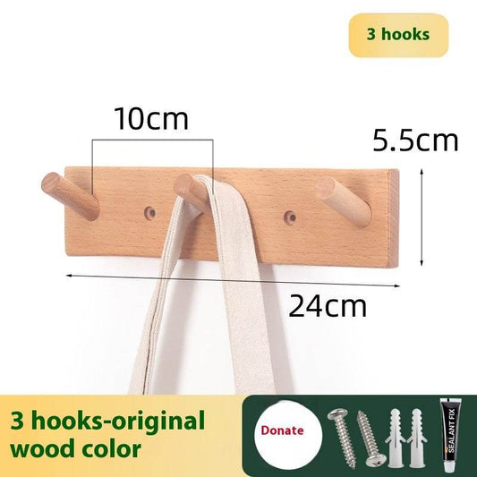 Clothes Hanging Rack Solid Wood Hook Strong Clothes Hook - Mubimart