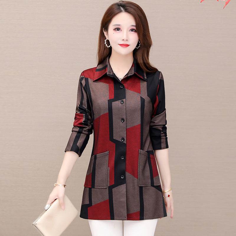 Women's Long-Sleeved Shirt Slim Slimming Blouse Women - Mubimart