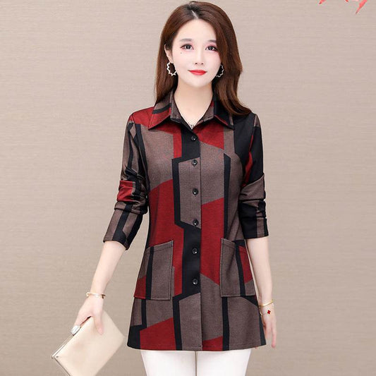 Women's Long-Sleeved Shirt Slim Slimming Blouse Women - Mubimart