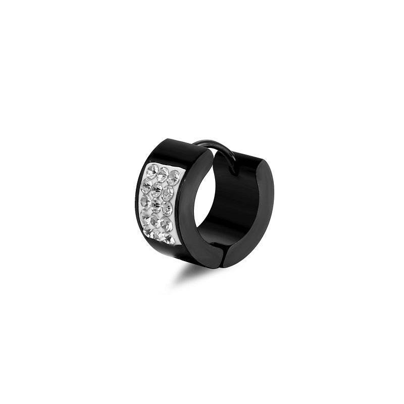 Fashion Titanium Steel Multi-row Rhinestone Zircon Stainless Steel Earrings For Men And Women - Mubimart