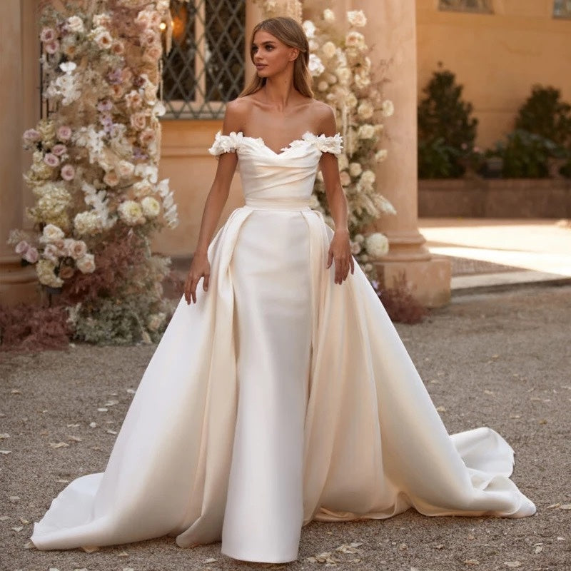 Wedding Dresses Mermaid Bride Dress With Detachable Train - Mubimart - Bridal Dress 