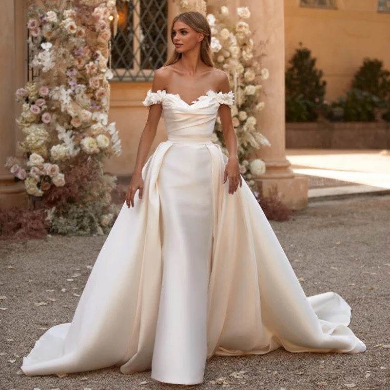 Wedding Dresses Mermaid Bride Dress With Detachable Train - Mubimart
