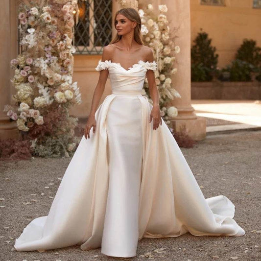 Wedding Dresses Mermaid Bride Dress With Detachable Train - Mubimart
