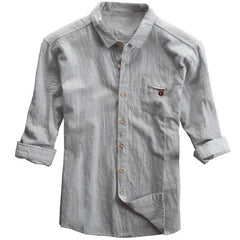 Summer Men's Linen Cotton And Linen Shirt