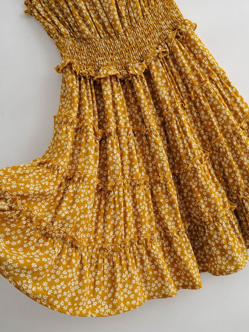Women's Viscose Print Ruffle Panel Slip Dress - Mubimart