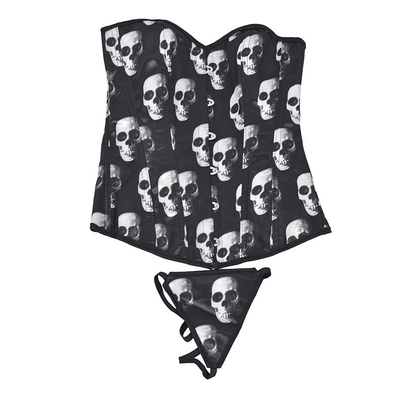 Skull Strapless Court Corset Women's Top - Mubimart -  